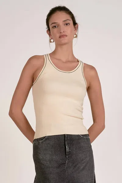 Elan Stitch Sleeveless Tank In White Contrast In Neutral