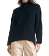 Elan Mock Neck Trimmed Sweater In Black In Black