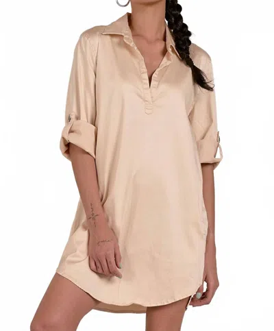 Elan Stone Shirt Dress In Beige