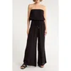 Elan Strapless Cover-up Jumpsuit In Black