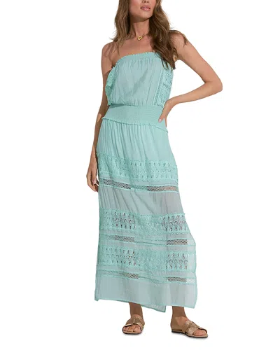 Elan Strapless Crochet Maxi Dress In Aqua