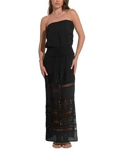 Elan Strapless Crochet Maxi Dress In Black