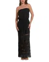 Elan Lace Strapless Cover-up Maxi Dress In Black