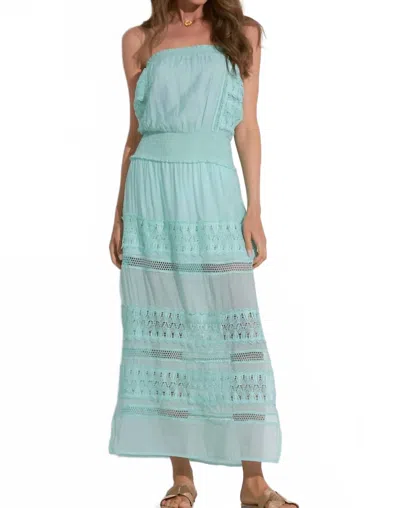 Elan Strapless Crochet Maxi Dress In Aqua In Blue