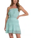 Elan Strapless Crochet Trim Dress In Aqua