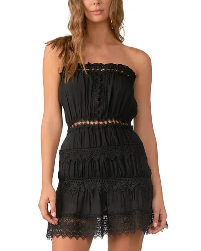Elan Strapless Crochet Trim Dress In Black