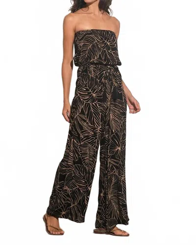 Elan Strapless Jumpsuit In Black/beige In Multi