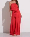Elan Strapless Swim Cover-up Jumpsuit In Red