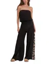 Elan Crochet Inset Strapless Cover-up Jumpsuit In Black Multi