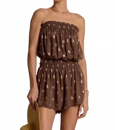 Elan Kellie Romper In Brown In Multi