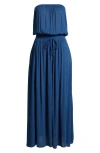 Elan Strapless Smock Cover-up Maxi Dress In Dark Blue