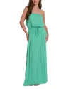 Shop Elan Strapless Smocked Maxi Dress In Aqua