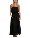 Elan Strapless Smock Cover-up Maxi Dress In Black