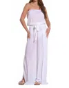 Elan Strapless Wide Leg Jumpsuit In White In White
