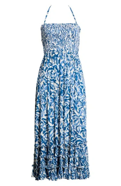 Elan Strappy Smocked Maxi Dress In Multi