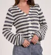 ELAN STRIPE CARDIGAN IN NAVY