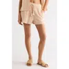 Elan Stripe Cotton Drawstring Shorts In Brown