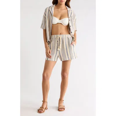 Elan Stripe Cotton Drawstring Shorts In Multi