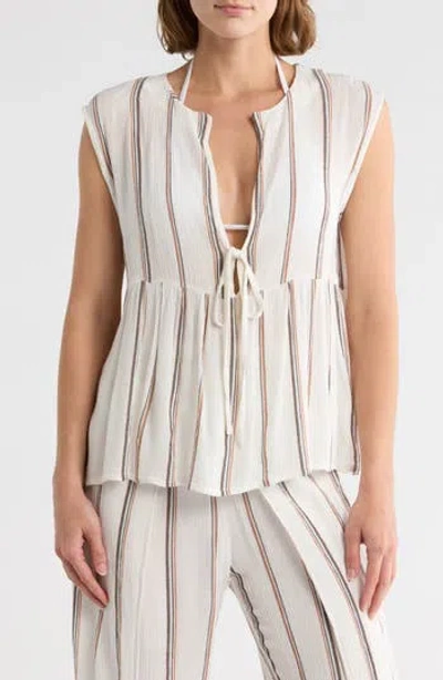 Elan Stripe Cover-up Tank In Black