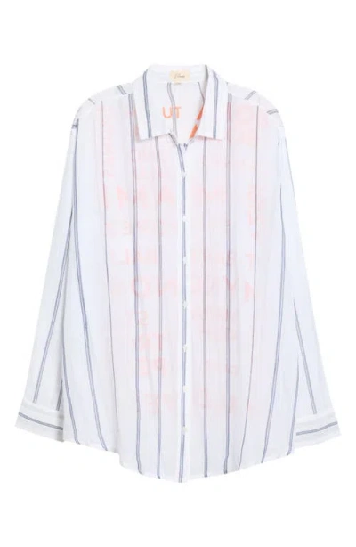 Elan Stripe Cover-up Shirt In White