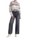Elan Stripe Crew Neck Sweater In Grey