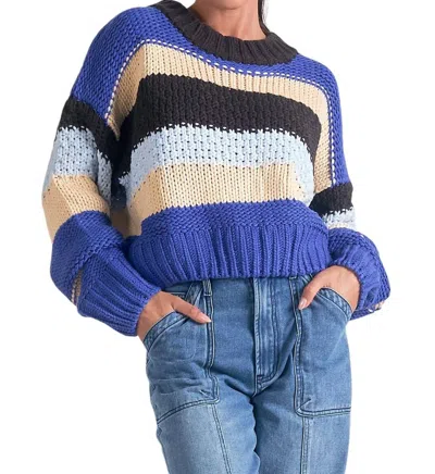 Elan Stripe Crew Sweater In Blue Multi