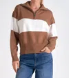 Elan Stripe Crewneck Sweater In Tan White In Multi