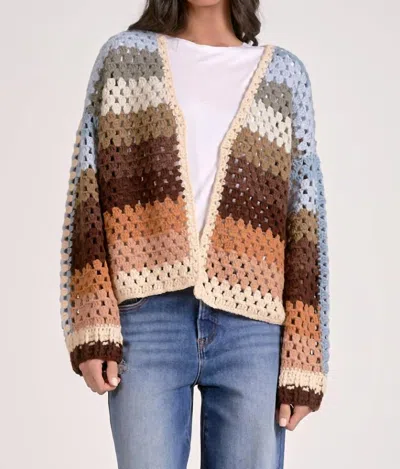 Elan Stripe Sweater Cardigan In Neutral Multi