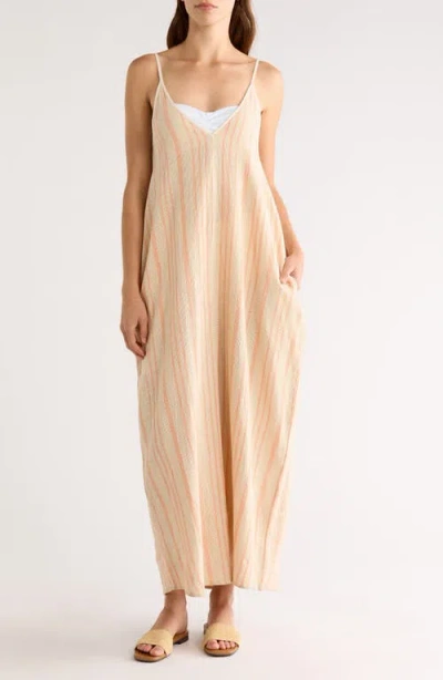 Elan Stripe Sleeveless Cover-up Maxi Dress In Multi