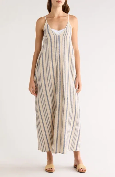 Elan Stripe Sleeveless Cover-up Maxi Dress In Neutral