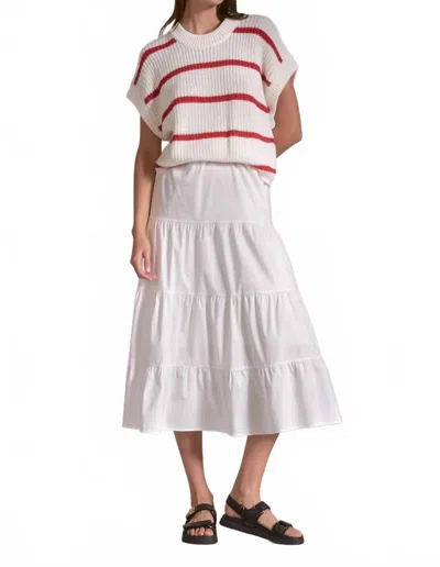 Elan Stripe Sweater Top Midi Dress In Red/wht In Multi