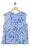 Elan Stripe Tie Front Cover-up Tank In Blue