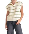 Elan Sonoma Sweater Vest In Beige Green Stripe In Multi