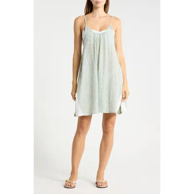 Elan Striped Cover-up Dress In Green