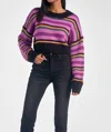 Elan Pansy Stripe Long Sleeve Sweater In Purple In Purple