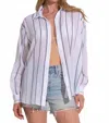 Elan Striped Destination Cover Up In Navy White City In White