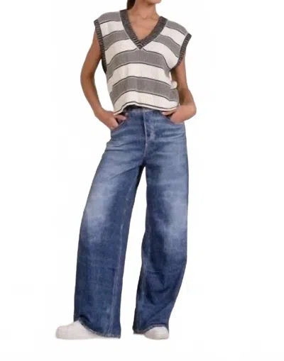 ELAN STRIPED KNIT VEST IN HEATHER GREY STRIPE