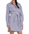 Elan Camila Shirt Dress In Navy/ White In Blue