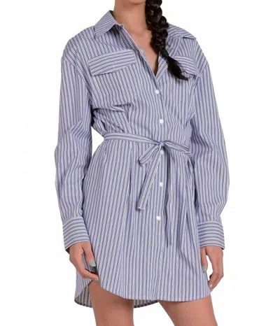Elan Striped Shirt Dress In Navy Stripe In Blue