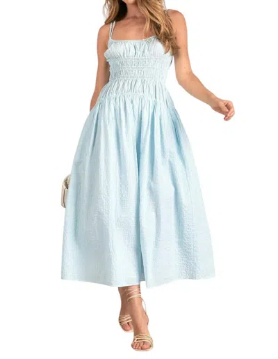 Elan Striped Spaghetti Strap Maxi Dress In Light Blue/white