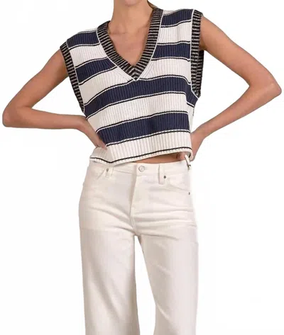 Elan Striped Sweater Vest In Navy In Blue