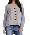 Elan Stripes Knit Cardigan In Gray Blue In Gray