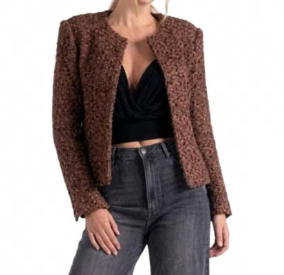 Elan Structured Long Sleeve Jacket In Brown Mge