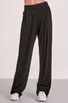 Elan Structured Pull On Straight Leg Pants In Black In Black