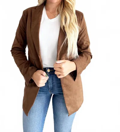 Elan Suede Oversized Blazer In Chocolate In Brown