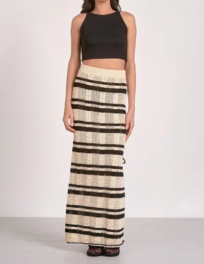 Elan Sundazed Side Slit Skirt In Natural/ Black