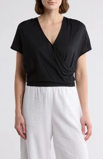 Elan Surplice Neck Cover-up Crop Top