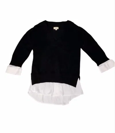 Elan Sweat Shirt Combo Top In Black In Multi