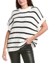 Elan Stripe Sweater Top In Black/ivory In White