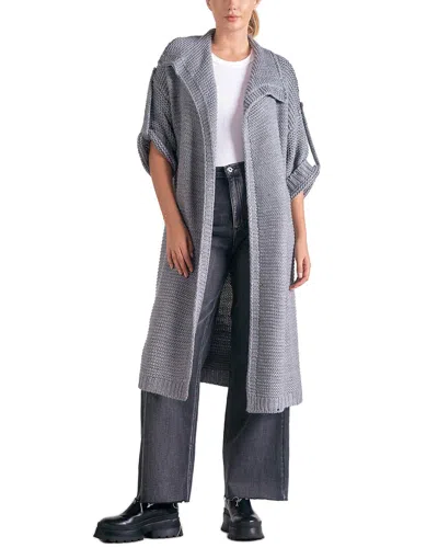 Elan Maci Open Cardigan Duster In Charcoal In Pink